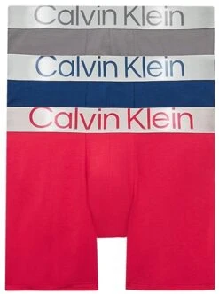 Calvin Klein Grey Sky / Berry / Lake 3 Pack Boxer - Steel Cotton