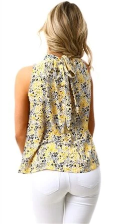 Girl In Mind Yellow Animal Paris Tie Back Halterneck Top -Jack & Jones Store 24940 3