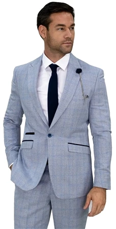 Cavani Light Blue Slim Fit 3 Piece Suit