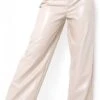 Missy Empire Stone Emily Pu Wide Leg Trousers