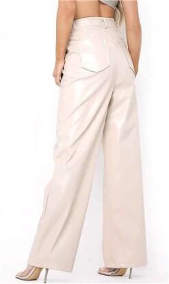 Missy Empire Stone Emily Pu Wide Leg Trousers -Jack & Jones Store 25156 3