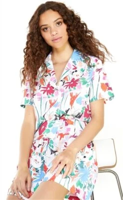 Glamorous Abstract Print Button Front Shirt