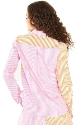 Glamorous Orange Pink Stripe Loose Oversized Shirt -Jack & Jones Store 25198 3