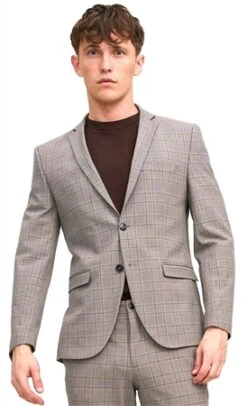 Jack & Jones Brown / Rain Drum Super Slim Fit Blazer