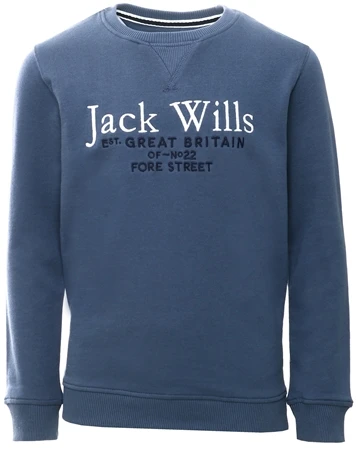 Jack Wills China Blue Junior Crew Neck Sweatshirt 1 Jack Wills China Blue Junior Crew Neck Sweatshirt