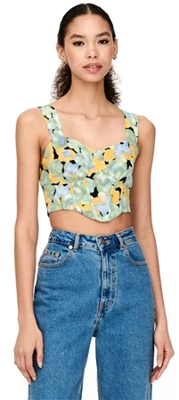 Neon & Nylon Black / Black Patterned Corsage Top