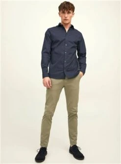 Jack & Jones Blue / Navy Blazer Blackpool Poplin Stretch Shirt -Jack & Jones Store 25625 2