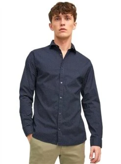 Jack & Jones Blue / Navy Blazer Blackpool Poplin Stretch Shirt -Jack & Jones Store 25625 3