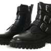 Redz Black Buckle Zip Up Boot