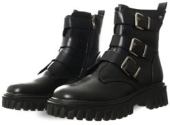 Redz Black Buckle Zip Up Boot