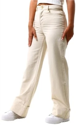 Veromoda Ecru Kathy High Waisted Wide Leg Jeans