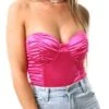 Saint Genies Fuchsia Janine Satin Underwired Ruched Detail Bodysuit