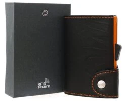 C Secure Black Orange Single Cardholder Wallet