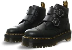 Dr. Martens Dr Martens Black Milled Nappa Devon Flower Leather Platform Boots