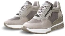 Xti Grey Wedge Glitter Panel Lace Up Trainer