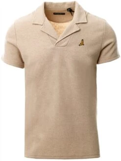 Brave Soul Light Sand Short Sleeve Waffle Polo Shirt