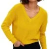 Veromoda Yellow / Spicy Mustard Leanna V-Neck Knitted Pullover