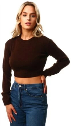 Glamorous Brown Crewneck Jumper