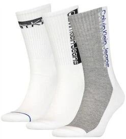 Calvin Klein White 3 Pack Logo Crew Socks