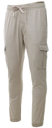 Brave Soul Light Grey Cuffed Hem Taslan Cargo Trousers