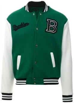 Vivichi Green Contrast Sleeve Varsity Jacket
