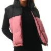 Brave Soul Rose / Black Contrast Colour Block High Neck Gilet