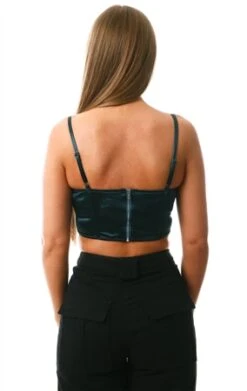 Saint Genies Petrol Neala Colbalt Stretch Satin Strap Corset Top -Jack & Jones Store 26380 3