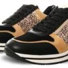 Zanni Black / Leopard Print Panel Lioness Lace Up Trainer