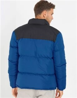 Brave Soul Cobalt / Black Colour Block Cord Detail Zip Through Puffer Coat -Jack & Jones Store 26433 2