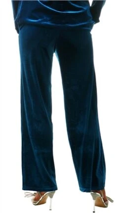Vila Federal Blue Velour Straight Trousers -Jack & Jones Store 26463 3