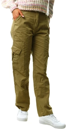 Parisian Khaki Multi Pocket Wide Leg Cargo Trousers