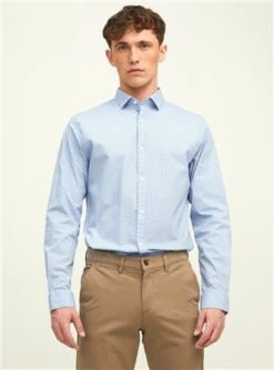 Jack & Jones Cashmere Blue Blackpool Poplin Stretch Shirt -Jack & Jones Store 26513 3