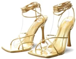 Public Desire Gold Imogen Lace Uppu Heels