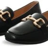 No Doubt Black Flat Loafer With Gold Buckle