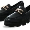 No Doubt Black Loafer With Gold Buckle