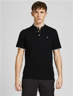 Jack & Jones Black / Black Cotton Polo Shirt -Jack & Jones Store 26627 3