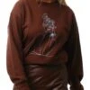 Missi London Chocolate Abstract Printed Crew Sweater