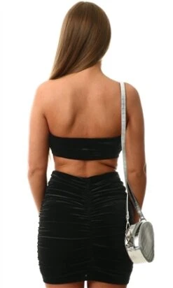 Noisy May Black Alma Cropped Velvet Top -Jack & Jones Store 26685 3