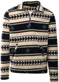 Brave Soul Beige / Navy Aztec Zip Fleece