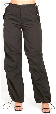 Missy Empire Black Samantha Parachute Cargo Pants