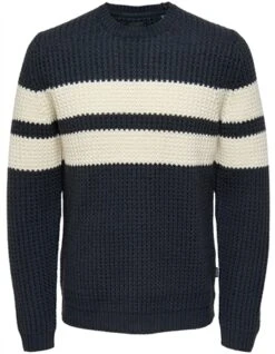 Only & Sons Dark Navy / Antique Textured Knitted Pullover