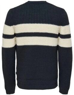 Only & Sons Dark Navy / Antique Textured Knitted Pullover -Jack & Jones Store 26766 3