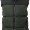 Brave Soul Green / Black Contrast Block Colour Zip Through Padded Gilet
