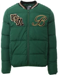Brave Soul Green Varsity Style Bren Puffer Coat