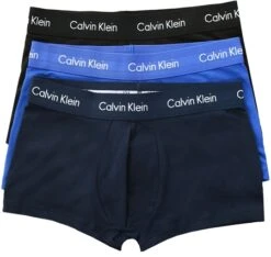 Calvin Klein Black/Blueshadow/Cobaltwater Dtm Wb 3 Pack Low Rise Trunks - Cotton Stretch