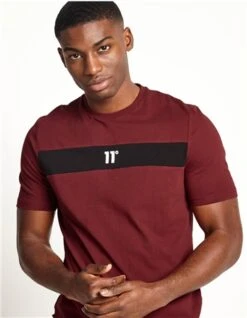 11 Degrees Pomegranate / Black Cut And Sew Short Sleeve T-Shirt -Jack & Jones Store 26834 3