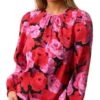 Vila Black / Red / Pink Flora Long Sleeved Blouse