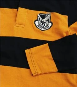 Brave Soul Mustard / Navy Horizontal Stripe Long Sleeve Polo Neck Top -Jack & Jones Store 26909 2