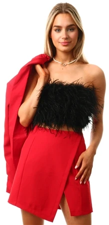 Vila Barbados Cherry Kammas Asymmetrical Mini Skirt