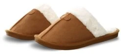 No Doubt Camel Slip On Fur Suede Slipper